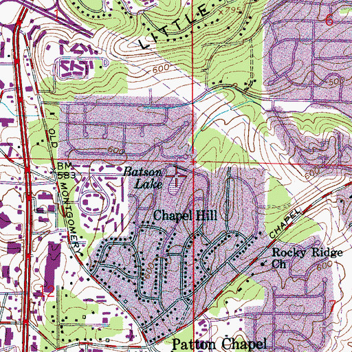 Topographic Map of Batson Lake, AL
