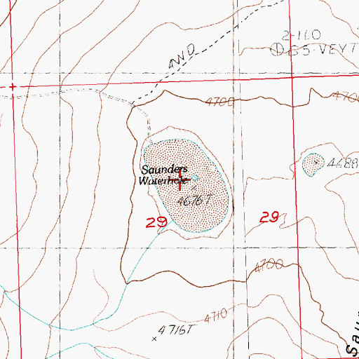 Topographic Map of Saunders Waterhole, OR