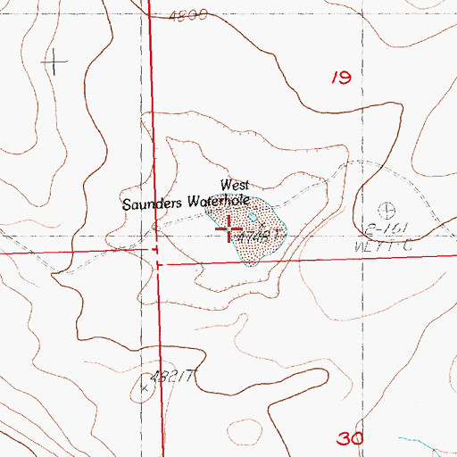 Topographic Map of West Saunders Waterhole, OR