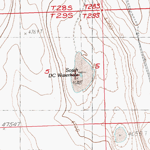 Topographic Map of South DC Waterhole, OR