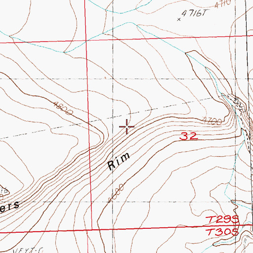 Topographic Map of Saunders Rim, OR