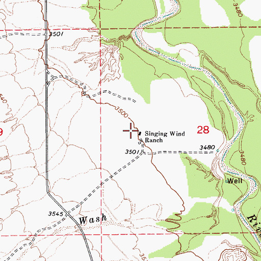 Topographic Map of Singing Wind Ranch, AZ