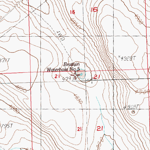 Topographic Map of Brattain Waterhole Number 5, OR