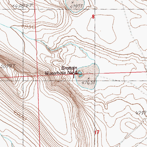 Topographic Map of Brattain Waterhole Number 4, OR