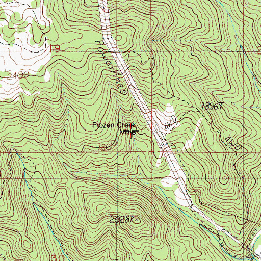 Topographic Map of Frozen Creek Mine, OR