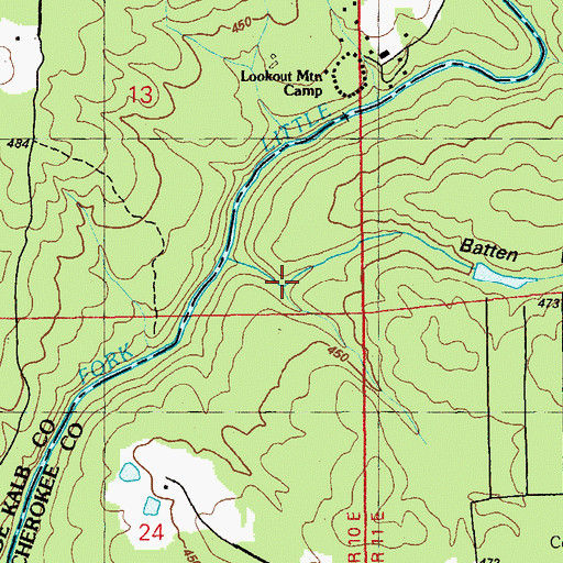 Topographic Map of Batten Hollow, AL