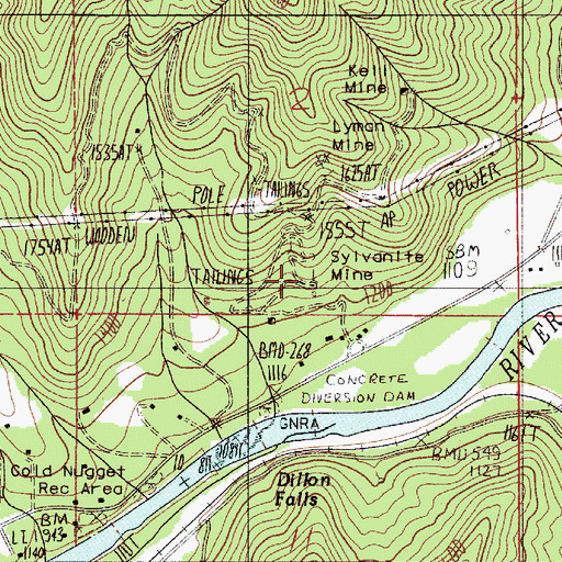 Topographic Map of Sylvanite Mine, OR