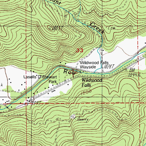 Topographic Map of Wildwood Falls, OR