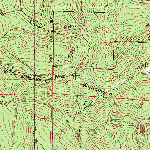 Topographic Map of West Fork Williamson Creek, OR