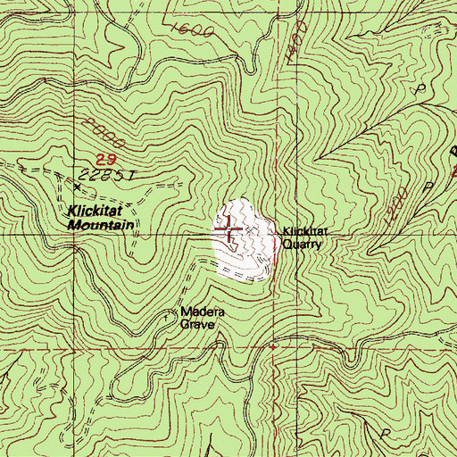Topographic Map of Klickitat Quarry, OR
