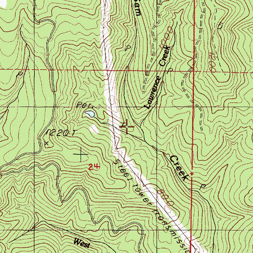 Topographic Map of Lawrence Creek, OR