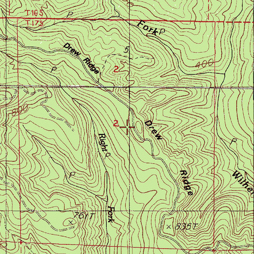 Topographic Map of Drew Ridge, OR