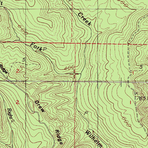 Topographic Map of Left Fork Wilhelm Creek, OR