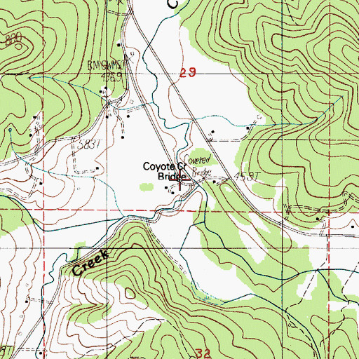 Topographic Map of Coyote Creek Bridge, OR