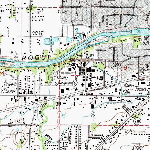 Topographic Map of Josephine County Fairgrounds, OR