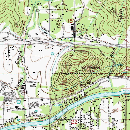Topographic Map of Tom Pearce County Park, OR