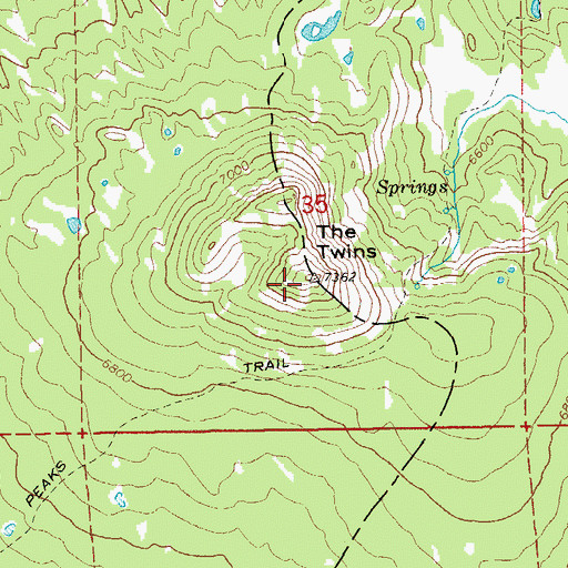 Topographic Map of The Twins, OR