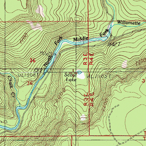 Topographic Map of Scout Lake, OR