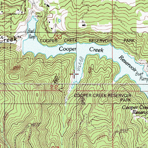 Topographic Map of Cooper Creek Reservoir Park, OR