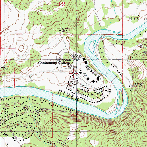 Topographic Map of Umpqua Community College, OR