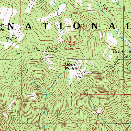 Topographic Map of Horn Prairie, OR