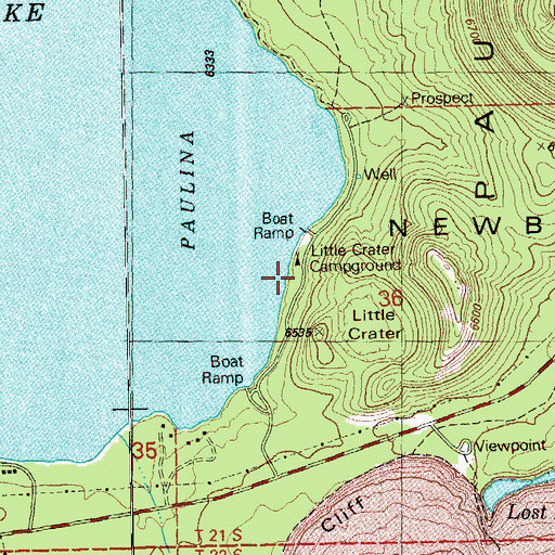 Topographic Map of Little Crater Recreation Site, OR