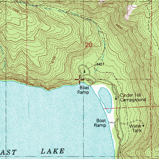 Topographic Map of Cinder Hill Recreation Site, OR