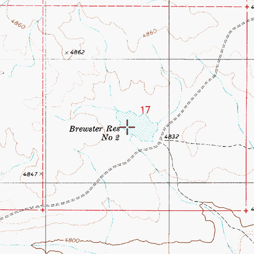 Topographic Map of Brewster Reservoir Number Two, OR