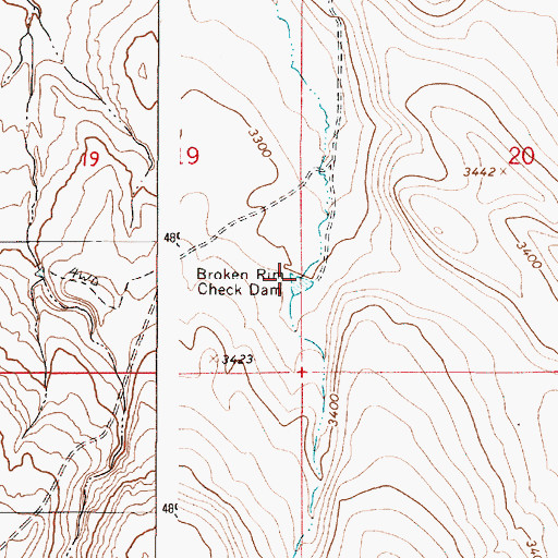 Topographic Map of Broken Rim Check Dam, OR