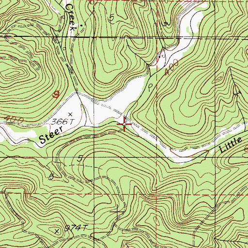 Topographic Map of Little Steer Creek, OR