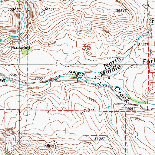 Topographic Map of North Fork Swayze Creek, OR