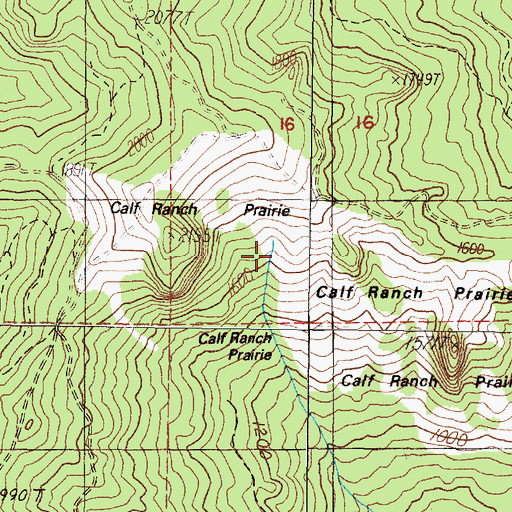Topographic Map of Calf Ranch Prairie, OR
