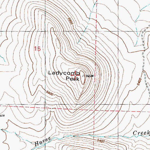 Topographic Map of Ladycomb Peak, OR