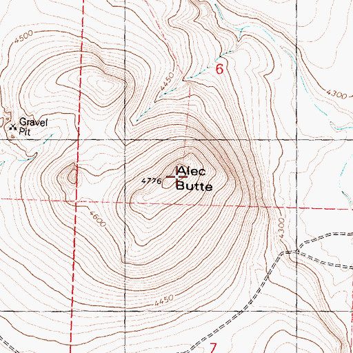 Topographic Map of Alec Butte, OR