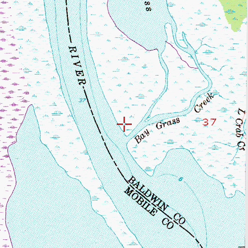 Topographic Map of Bay Grass Creek, AL
