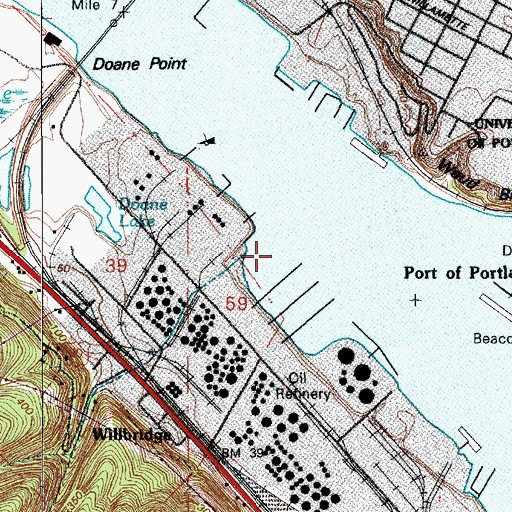 Topographic Map of Port of Portland Berth 301, OR