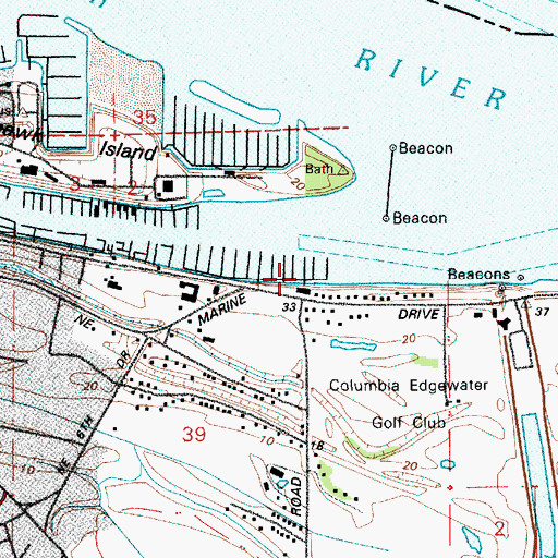 Topographic Map of Portland Yacht Club, OR