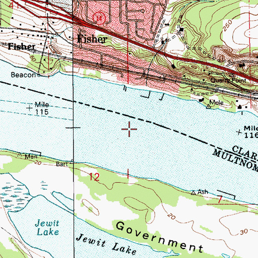 Topographic Map of Fisher Quarry Channel Range, OR