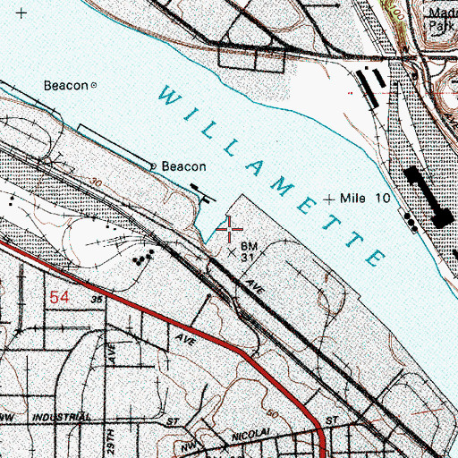 Topographic Map of Port of Portland Berth 302, OR