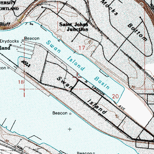 Topographic Map of Port of Portland Berth 204, OR