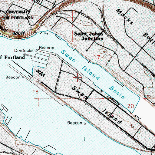 Topographic Map of Port of Portland Berth 203, OR