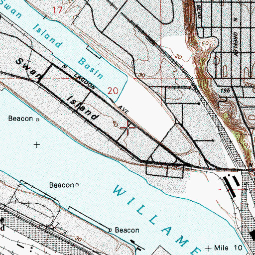 Topographic Map of Port of Portland Berth 307, OR