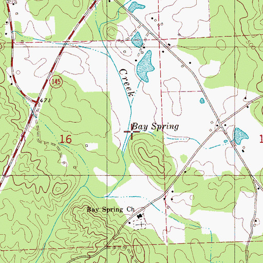 Topographic Map of Bay Spring, AL