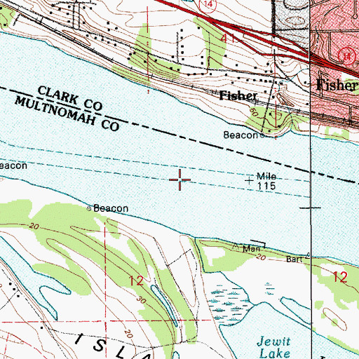 Topographic Map of Government Island Middle Range, OR