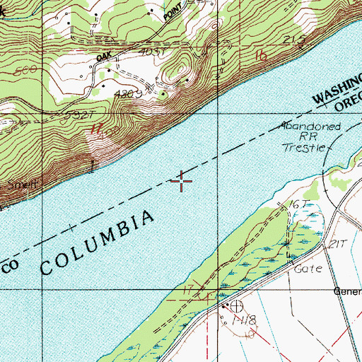 Topographic Map of Oak Point Channel, OR