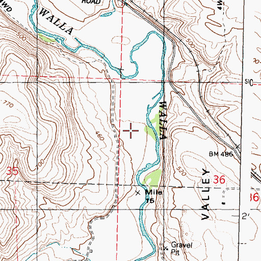 Topographic Map of Walla Walla Valley, WA