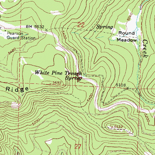 Topographic Map of White Pine Trough Spring, OR