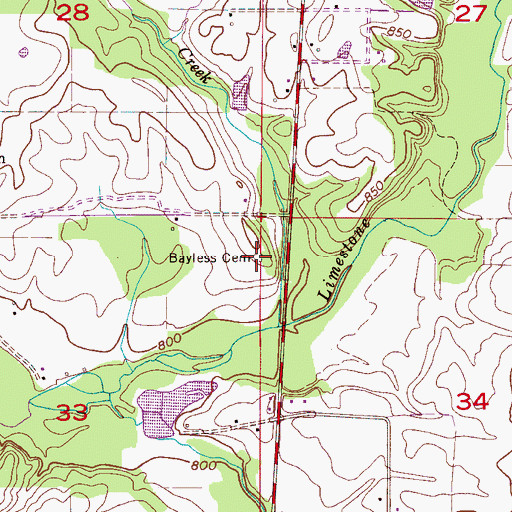 Topographic Map of Bayless Cemetery, AL