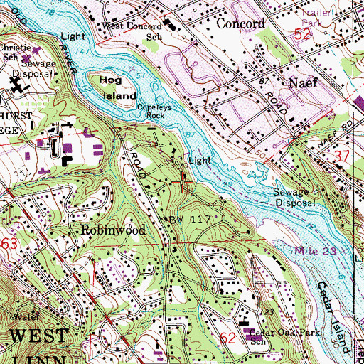 Topographic Map of Bingham Landing, OR