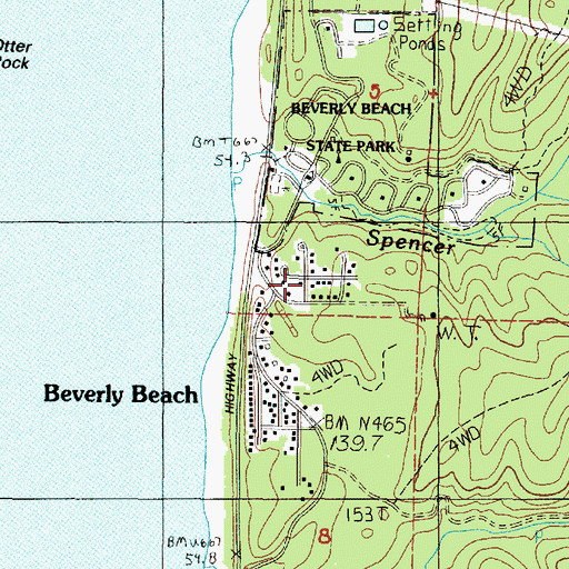 Topographic Map of Ocean Park, OR